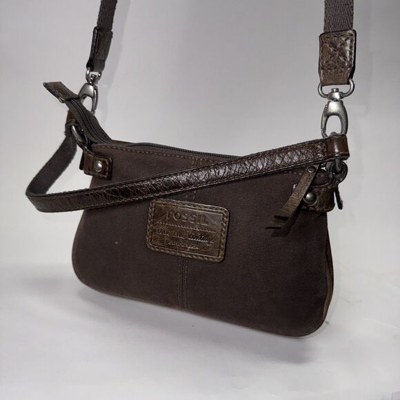 FOSSIL Brown Leather LIZETTE Crossbody Shoulder Small Vintage Distressed Nice - Picture 3 of 11